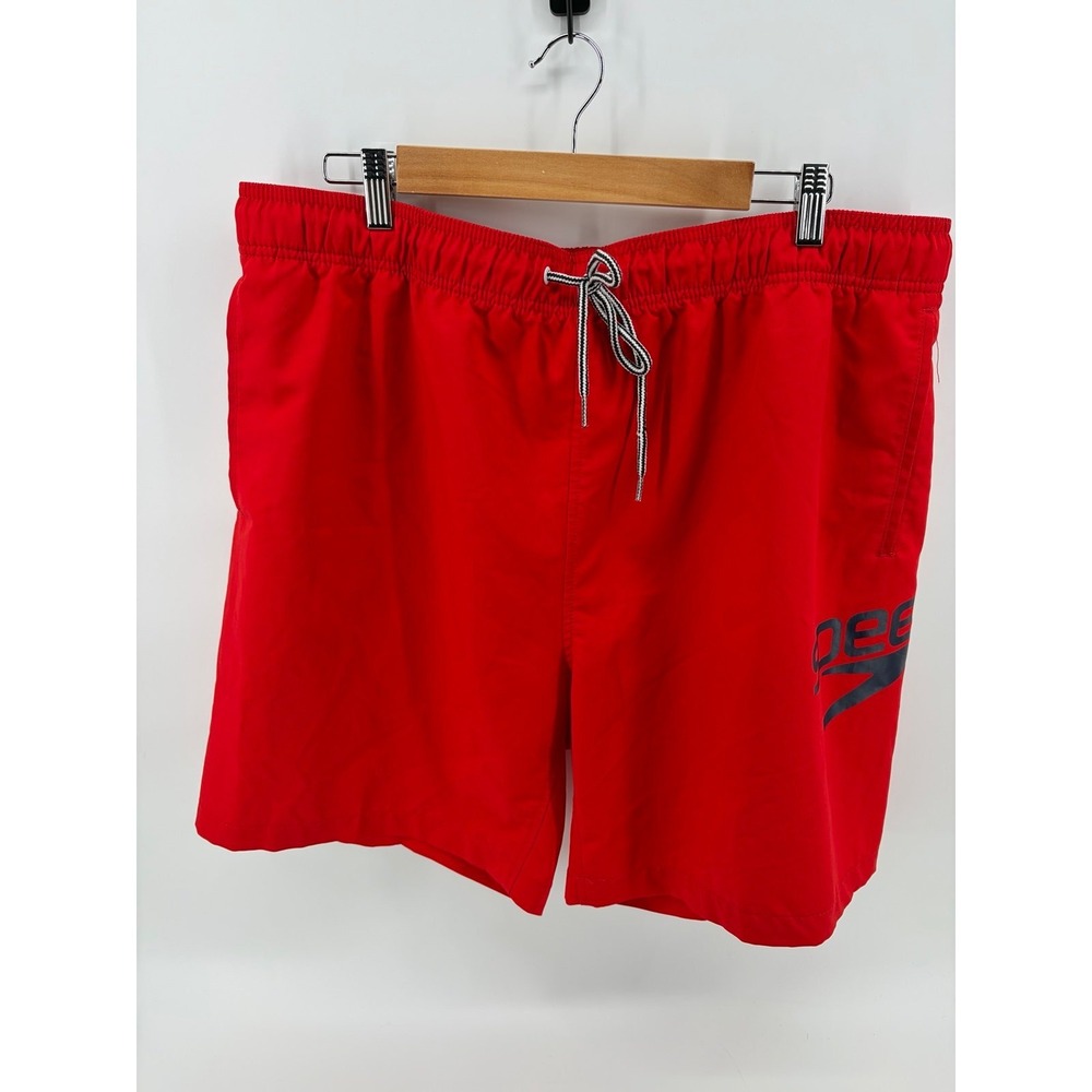 Speedo Red Swim Trunks, Logo, Pool, Vacation, Men's Size XXL, NOβ Mesh
